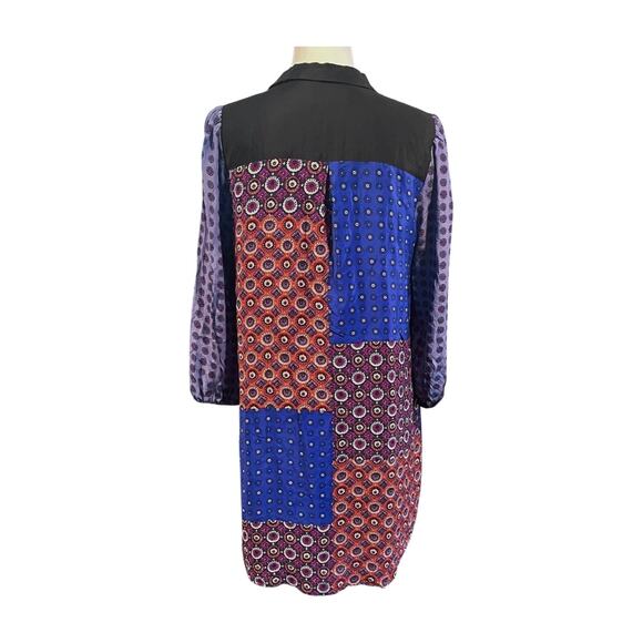 Anthropologie Moulinette Souers Silk Patchwork Shirt Dress M Boho 70s Mod Tunic - Picture 7 of 11